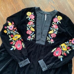 Embroidered Velvet Tunic Dress